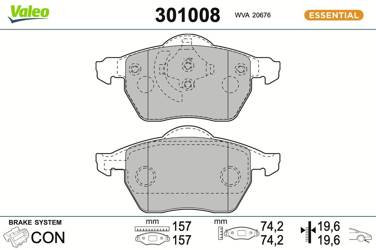 Jeu de 4 plaquettes de frein VALEO ref. 301008